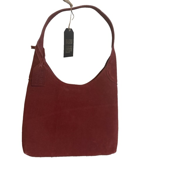 Handbags - NWT Red Suede Leather Small Shoulder Bag Casual Career Basic Essential Chic